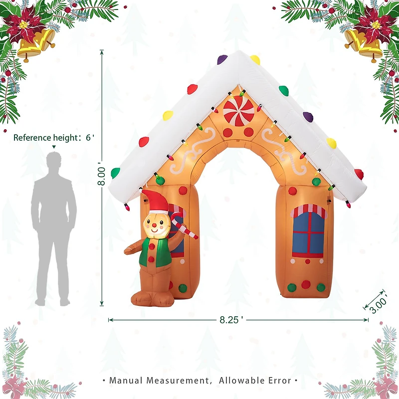 Glitzhome® 8ft. LED Lighted Gingerbread House Inflatable Décor