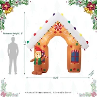 Glitzhome® 8ft. LED Lighted Gingerbread House Inflatable Décor