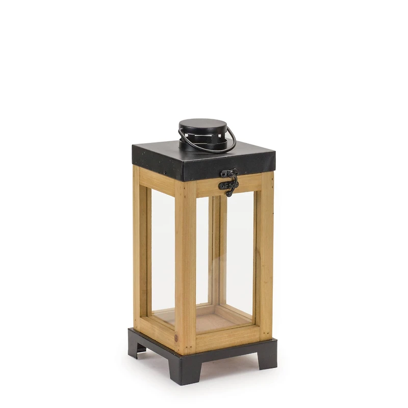 Wood Box Lantern on Metal Stand Set, 13" & 17"
