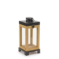Wood Box Lantern on Metal Stand Set, 13" & 17"