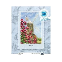 RTO Wind Mill & Pink Flowers Counted Cross Stitch Kit
