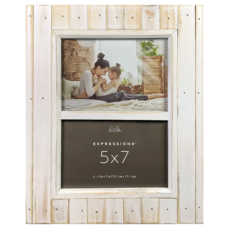 Expressions™ 2 Opening 5" x 7" White Salvage Chic Frame by Studio Décor®