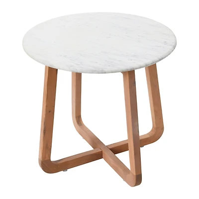 Hello Honey® Modern Bohemian Marble & Wood Round End Table