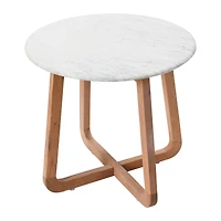 Hello Honey® Modern Bohemian Marble & Wood Round End Table