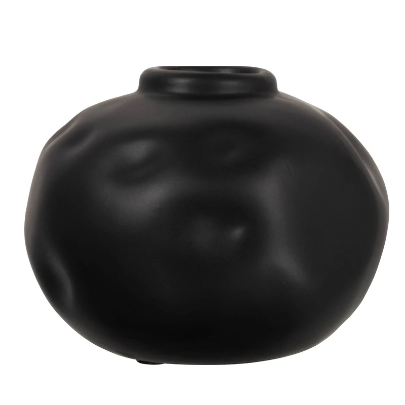 Hello Honey® 5.5" Matte Black Pinched Organic Shape Terracotta Vase