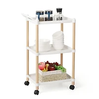 White Utility Cart 3-Tier Kitchen Rolling Organizer