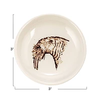 Hello Honey® 3" Cream Round Stoneware Dish Set with Animal Prints