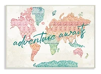 Stupell Industries Adventure Awaits Phrase Macrame Pattern World Map Wall Plaque