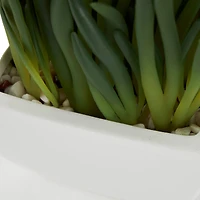 8" Green Foliage Artificial Plant with White Ceramic Pot