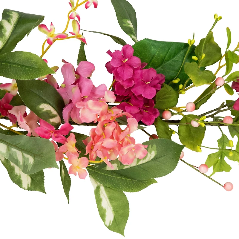 5ft. Pink Leafy Hydrangea Artificial Floral Spring Garland