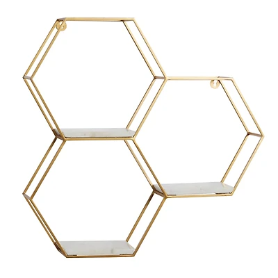 Gold Marble Contemporary Wall Shelf, 24" x 24" x 6"