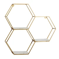 Gold Marble Contemporary Wall Shelf, 24" x 24" x 6"