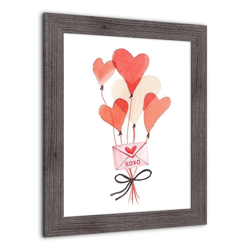 Valentine's Balloon Note Western Gray Framed Print