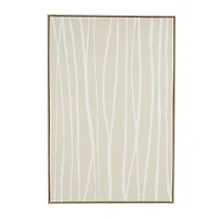 Beige Wooden Abstract Vertical Line Framed Wall Art with Brown Wooden Frame