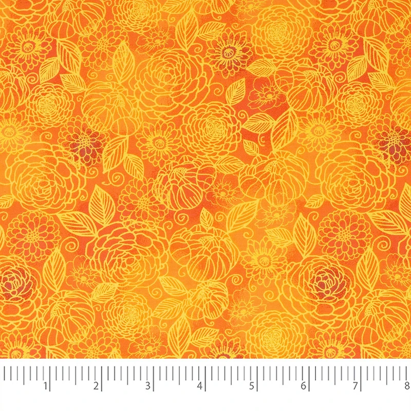 SINGER Tonal Floral Orange Cotton Fabric