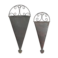 Black Metal Cone Rustic Planter Set
