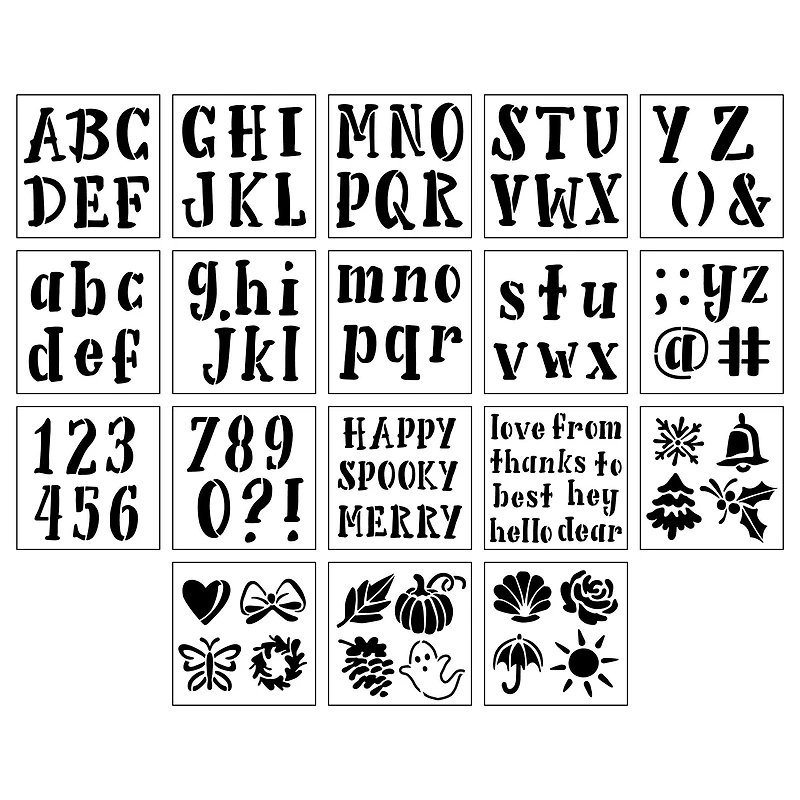 Alphabet Handlettered Serif Stencils, 12" x 12" by Craft Smart®
