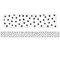 Teacher Created Resources Black Painted Dots on White Straight Border Trim, 210ft.