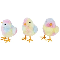 4.5" Plush Tie Dye Easter Chick Figurines, 3ct.