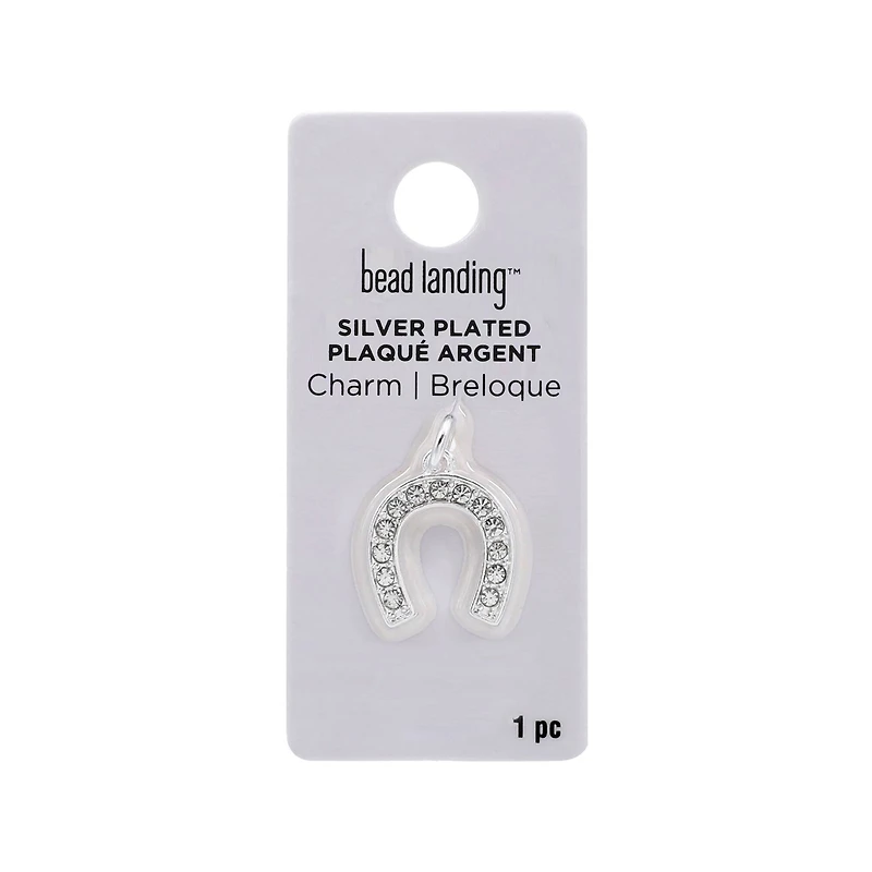 Silver Plated Pavé Horseshoe Charm by Bead Landing™