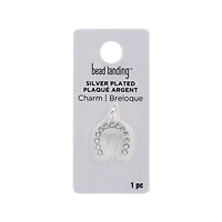 Silver Plated Pavé Horseshoe Charm by Bead Landing™