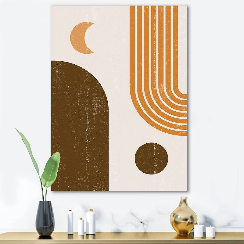 Designart - Abstract Geometric Rainbow In Earth Tones