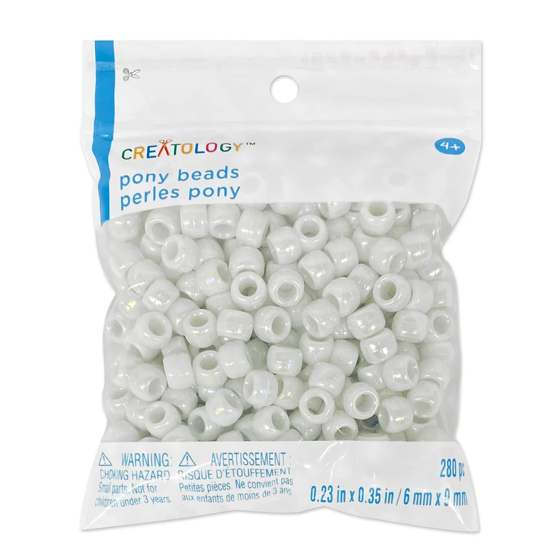 White AB Pony Beads by Creatology™, 6mm x 9mm