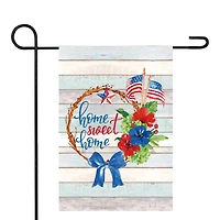 Home Sweet Home Patriotic Americana Wreath Outdoor Garden Flag, 12.5" x 18"