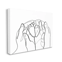 Stupell Industries Family Hands Holding Baby Feet Minimal Modern Linework Canvas Wall Art