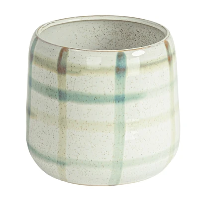 Hello Honey® 7.5" Multicolor Round Grid Pattern Stoneware Planter