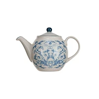 Hello Honey® 30oz. Blue & Cream Classic Holiday Stoneware Teapot with Strainer