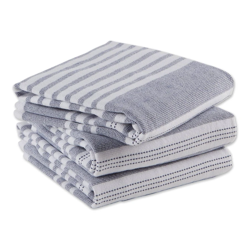 DII® French Blue Variegated Stripe Terry Dishtowels, 3ct.