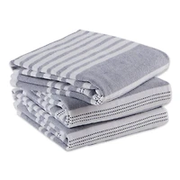 DII® French Blue Variegated Stripe Terry Dishtowels, 3ct.