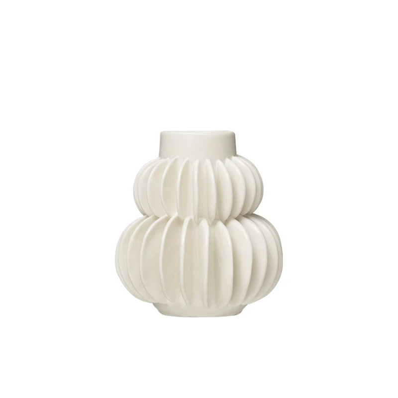 Hello Honey® 5" Handmade Stoneware Vase With Half Circle Pleated Design