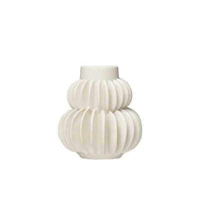 Hello Honey® 5" Handmade Stoneware Vase With Half Circle Pleated Design