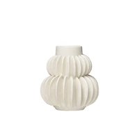 Hello Honey® 5" Handmade Stoneware Vase With Half Circle Pleated Design