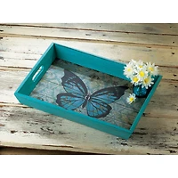 16" Blue Butterfly Serving Tray
