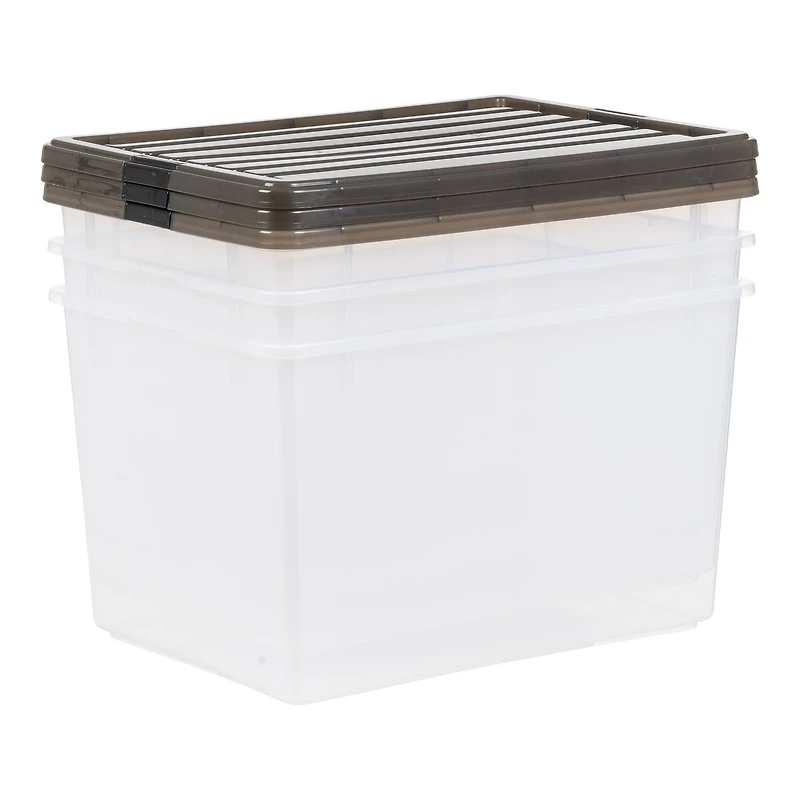 Iris® 144qt. Clear View Plastic Storage Bins with Gray Latching Buckle Lids, 3ct.