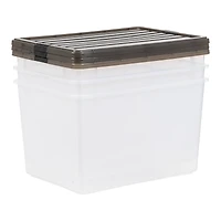 Iris® 144qt. Clear View Plastic Storage Bins with Gray Latching Buckle Lids, 3ct.