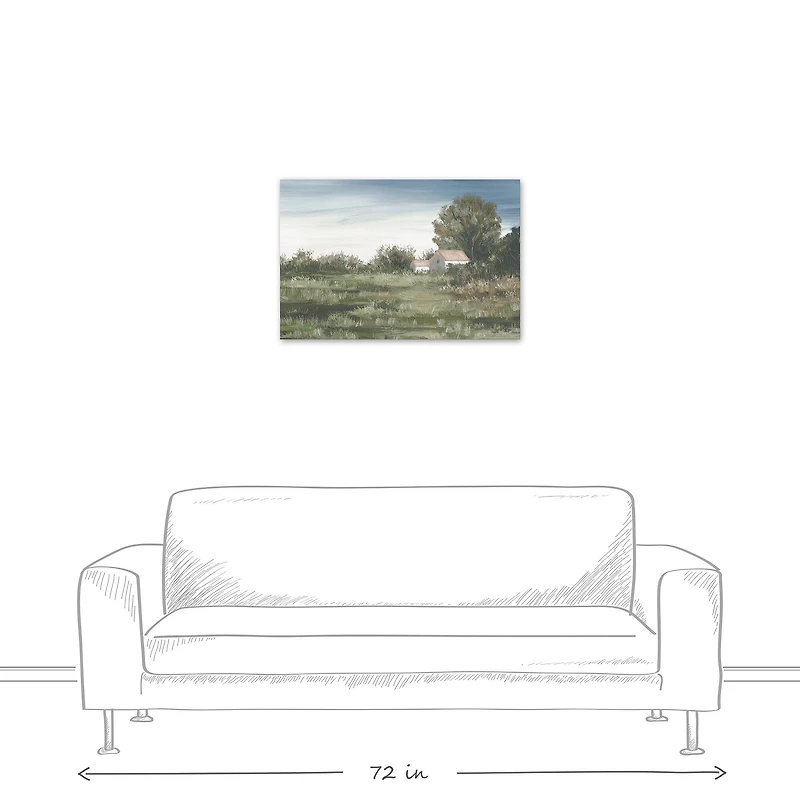 Neutral House in Trees Canvas Wall Art
