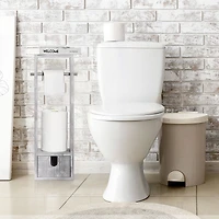 Rustic White Toilet Paper Dispenser with Storage & Drawer