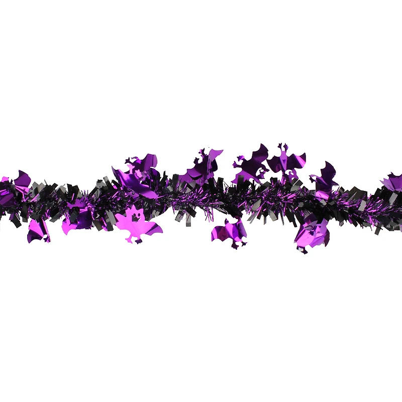 50ft. Black & Purple Bats Halloween Tinsel Garland