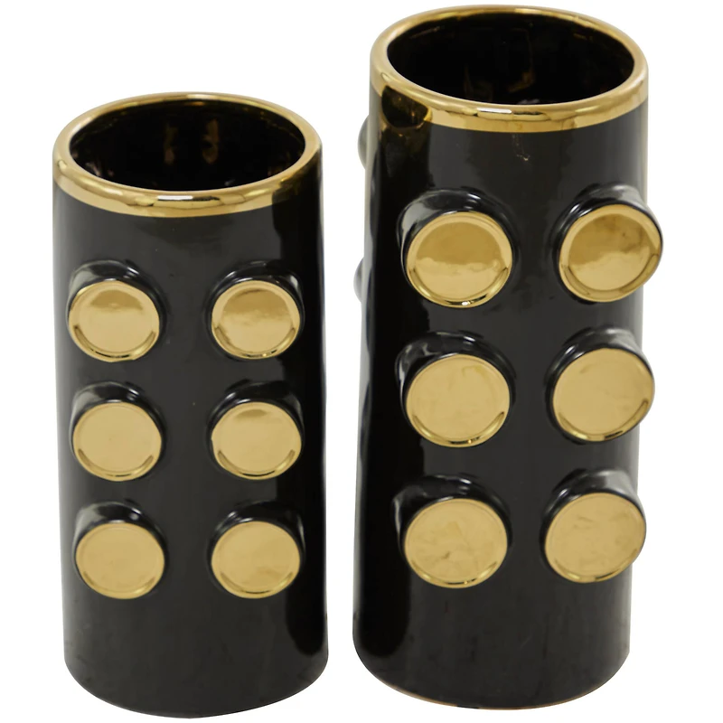 Black Ceramic Contemporary Vase, Set of 2