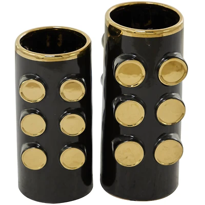 Black Ceramic Contemporary Vase, Set of 2