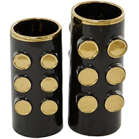 Black Ceramic Contemporary Vase, Set of 2