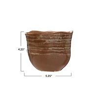 Hello Honey® 5" Brown Reactive Glaze Organically Shaped Edge Stoneware Planter