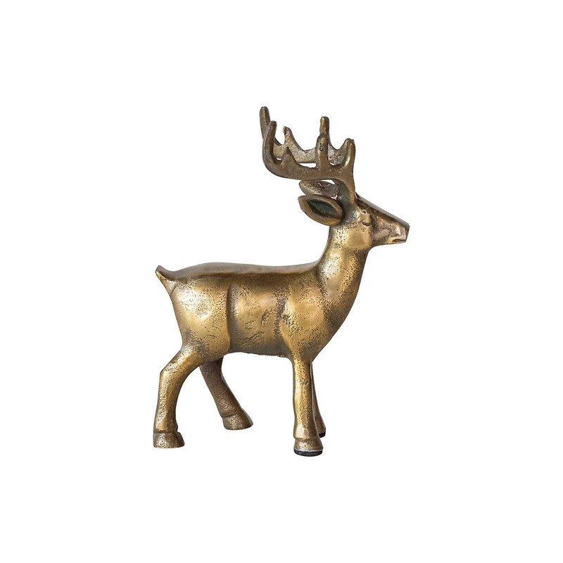 Hello Honey® 6.75" Antique Gold Finish Cast Aluminum Reindeer