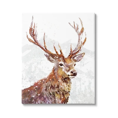 Stupell Industries Winter Deer Mountain Snowfall Canvas Wall Art