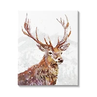 Stupell Industries Winter Deer Mountain Snowfall Canvas Wall Art
