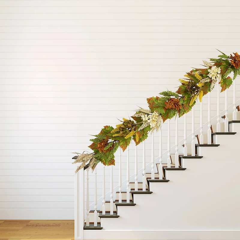 5ft. Flowers with Wheat Artificial Fall Harvest Garland